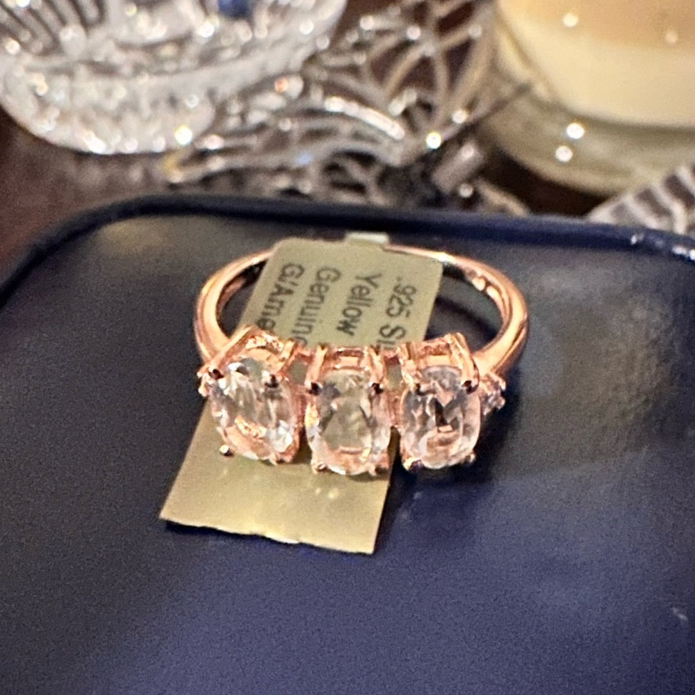 Genuine Green Amethyst with Genuine White sapphires 
925 
NWT